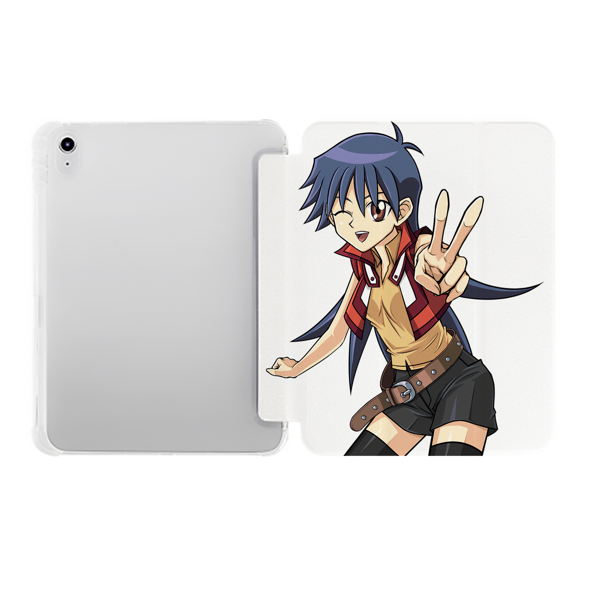 （画像用） 遊☆戯☆王 Yu-Gi-Oh! IPad ケース ペン収納付き 三つ折りスタンド PUレザー×シリコン 対応機種9.5/10.5/10.9インチ